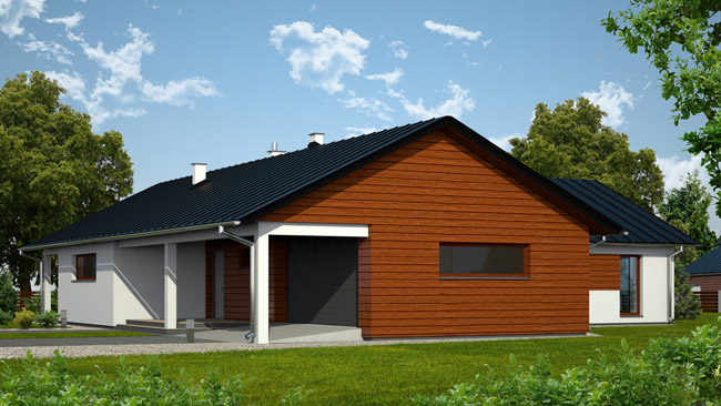 K1 House - wizualizacja - strefa wejściowa - Projekt parterowego domu jednorodzinnego.