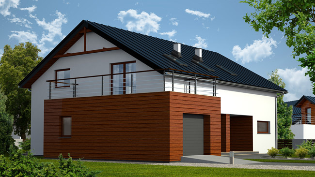 K2 House - wizualizacja - strefa wejściowa - Projekt piętrowego domu jednorodzinnego.