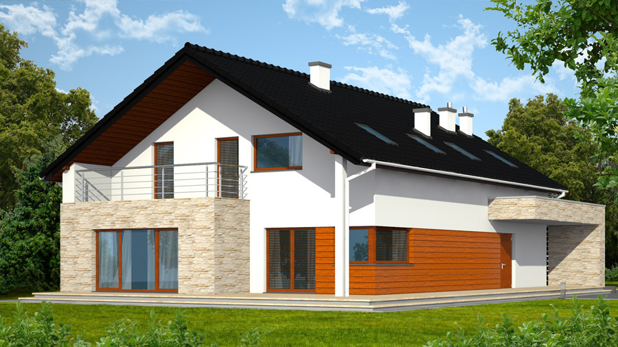PT House - wizualizacja - strefa wejściowa - Projekt piętrowego domu jednorodzinnego w Piątkowcu / Woli Mieleckiej.